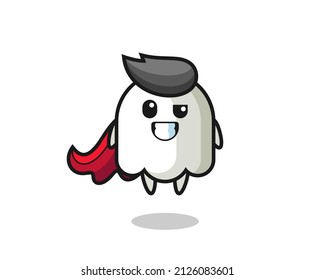 the cute ghost character as a flying superhero , cute style design for t shirt, sticker, logo element