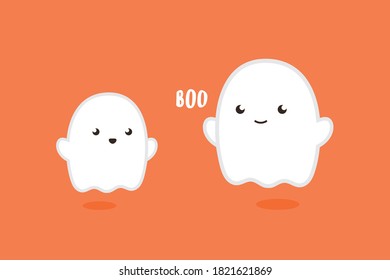 Cute Ghost Character, Halloween Cartoon Character, Scary Ghost, Halloween Illustration, Ghost Character, Happy Halloween, Vector Illustration Background