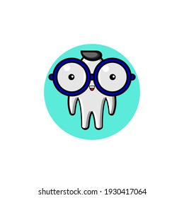 Cute ghost character illustration design wearing glasses
