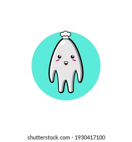 Cute ghost character illustration design is becoming a chef