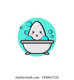Cute ghost character illustration design taking a shower