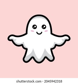 cute ghost character illustration vector