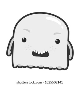 Cute ghost character with sad face.Vector cute ghost cartoon illustration from halloween collection.