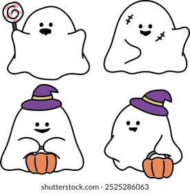 a cute ghost character set