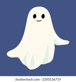 Cute Ghost character style, and flat design. Vector Illustrations for Halloween Day.