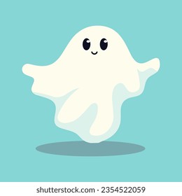 Cute Ghost character style, and flat design. Vector Illustrations for Halloween Day.