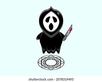 Cute ghost character vector cartoon illustration