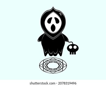 Cute ghost character vector cartoon illustration