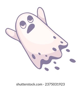 Cute ghost character. Vector graphics.