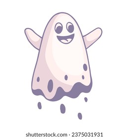 Cute ghost character. Vector graphics.