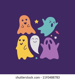 Cute ghost character vector illustration