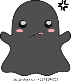 cute ghost characters emoticons isolated on white background. 