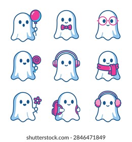 Cute ghost characters vector