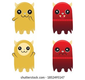 cute and cute ghost collection in flat design, halloween ghost, cartoon ghost