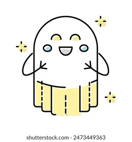 cute ghost color icon vector. cute ghost sign. isolated symbol illustration
