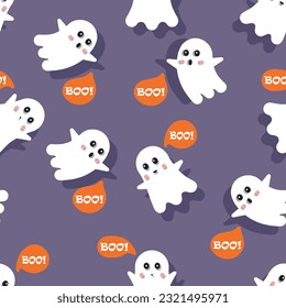 Cute ghost colored pattern. Halloween vector illustration.