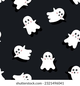Cute ghost colored pattern. Halloween vector illustration.