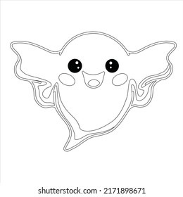 Cute Ghost Coloring Page  For Kids . Cute Goth Creepy Kawaii 