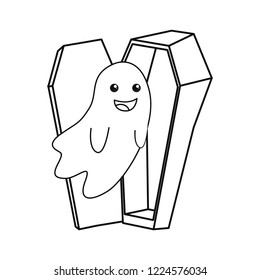 cute ghost coming out coffin halloween party