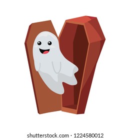 cute ghost coming out coffin halloween party