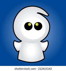cute ghost costume on a blue background