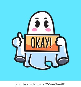 Cute Ghost Costume Vector Cartoon Illustration. Cute Icon Concept Isolated Premium Vector. Flat Cartoon Concept for Event. Cute Doodle Cartoon Illustration Style. Suitable for Any Project