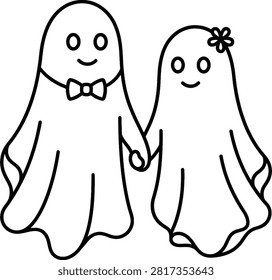 Cute ghost couple holding