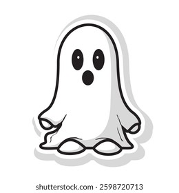 cute ghost creation kit, flat design vector for halloween, cute ghost vector, sticker, clipart, in white background