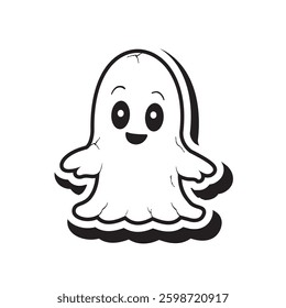 cute ghost creation kit, flat design vector for halloween, cute ghost vector, sticker, clipart, in white background