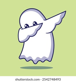 Cute ghost dab style cartoon illustration