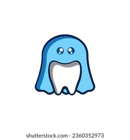 cute ghost dental doodle vector design.