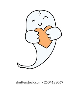 Cute ghost doodle. Vector isolated on white background