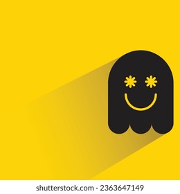 cute ghost emoji on yellow background