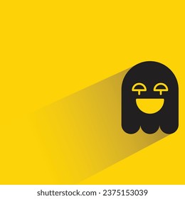 cute ghost emoji with shadow on yellow background