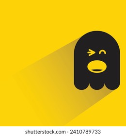 emoji fantasma lindo con sombra en el fondo amarillo