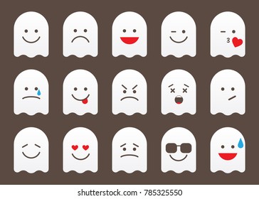 Cute Ghost Emoji Smileys Vector