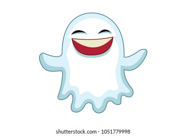 Cute Ghost Emoji . Vector Illustration. Isolated on white background.