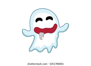 Cute Ghost Emoji . Vector Illustration. Isolated on white background.