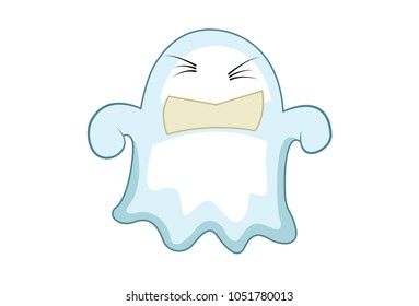 Cute Ghost Emoji . Vector Illustration. Isolated on white background.