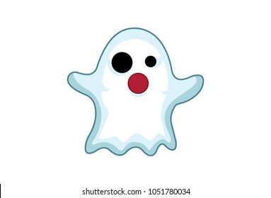 Cute Ghost Emoji . Vector Illustration. Isolated On White Background.