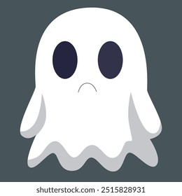 Cute ghost with emotion on a solid background.