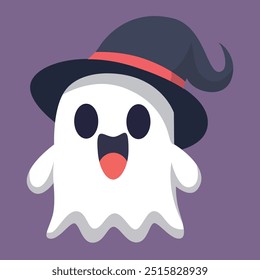 Cute ghost with emotion on a solid background.