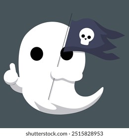 Cute ghost with emotion on a solid background.