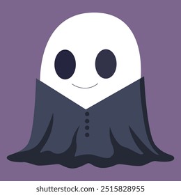 Cute ghost with emotion on a solid background.