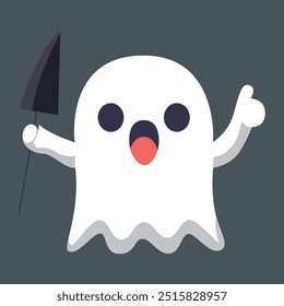 Cute ghost with emotion on a solid background.