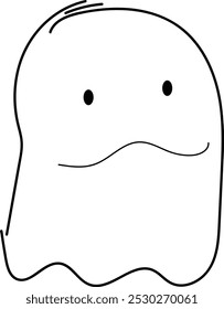 a cute ghost with a emotive expression, halloween theme, cartoon character, kid friendly hand drawn doodle for a fun character, simple line art