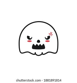 cute ghost expression, angry and annoyed face sketch