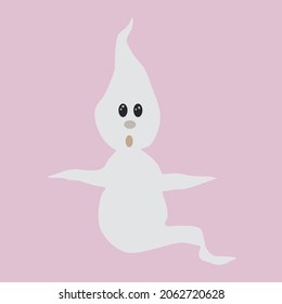 cute ghost with eyes, horror story,vector drawing, isolate on a white background