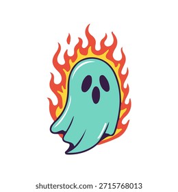 Lindo fuego fantasma alrededor de la Ilustración vectorial de arte