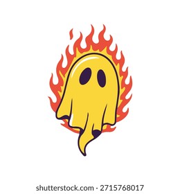 Lindo fuego fantasma alrededor de la Ilustración vectorial de arte